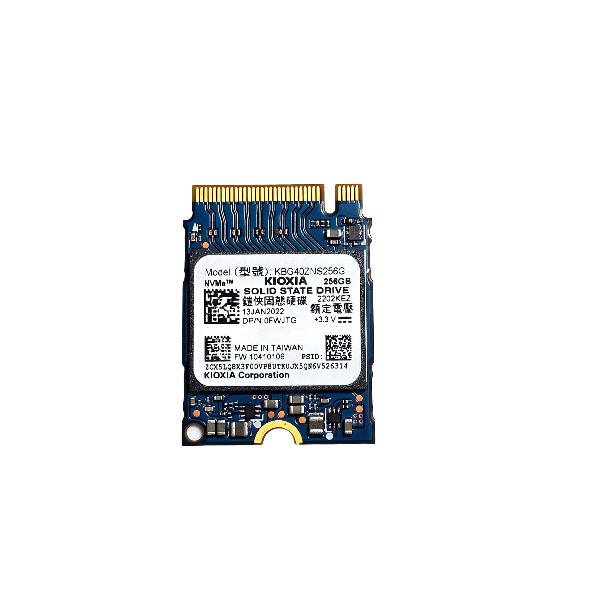 Toshiba(Kioxia) 256GB PCIe NVMe 2230 SSD (KBG40ZNS256G) (OEM), 30mm